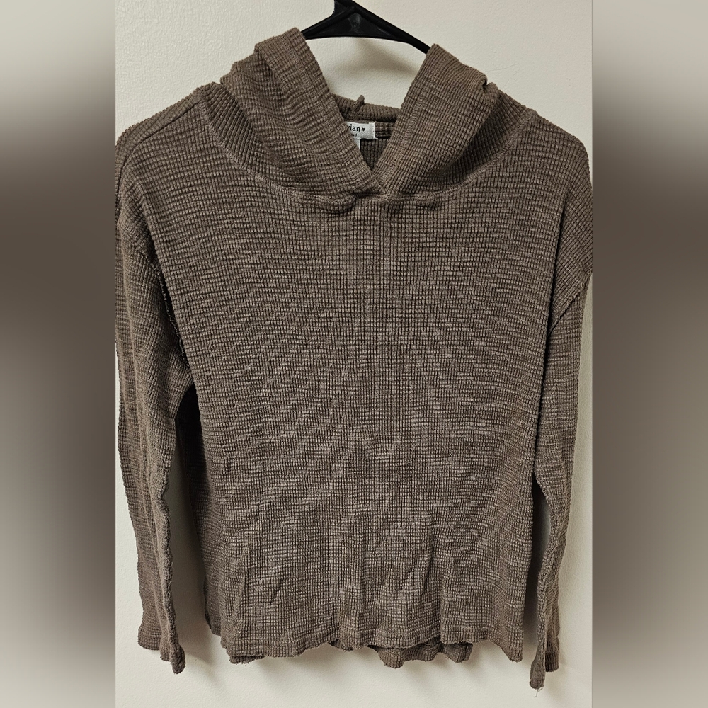 dylan Taupe Hooded Sweater Top